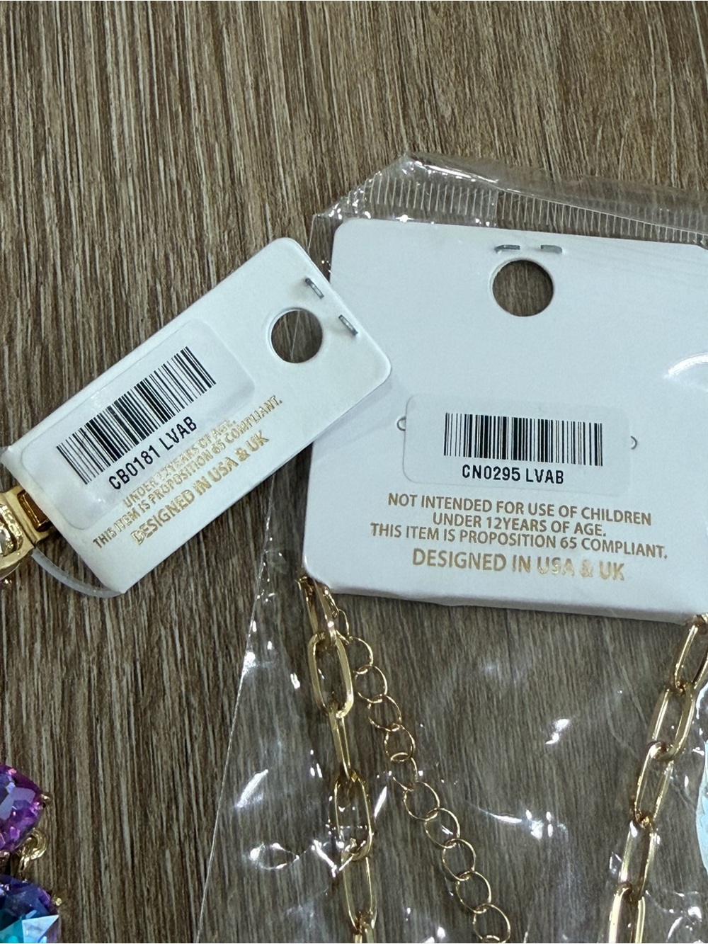 NWT Chic & Chic Purple AB Cushion Square Stone Crystal Necklace and Bracelet Set - Picture 7 of 8